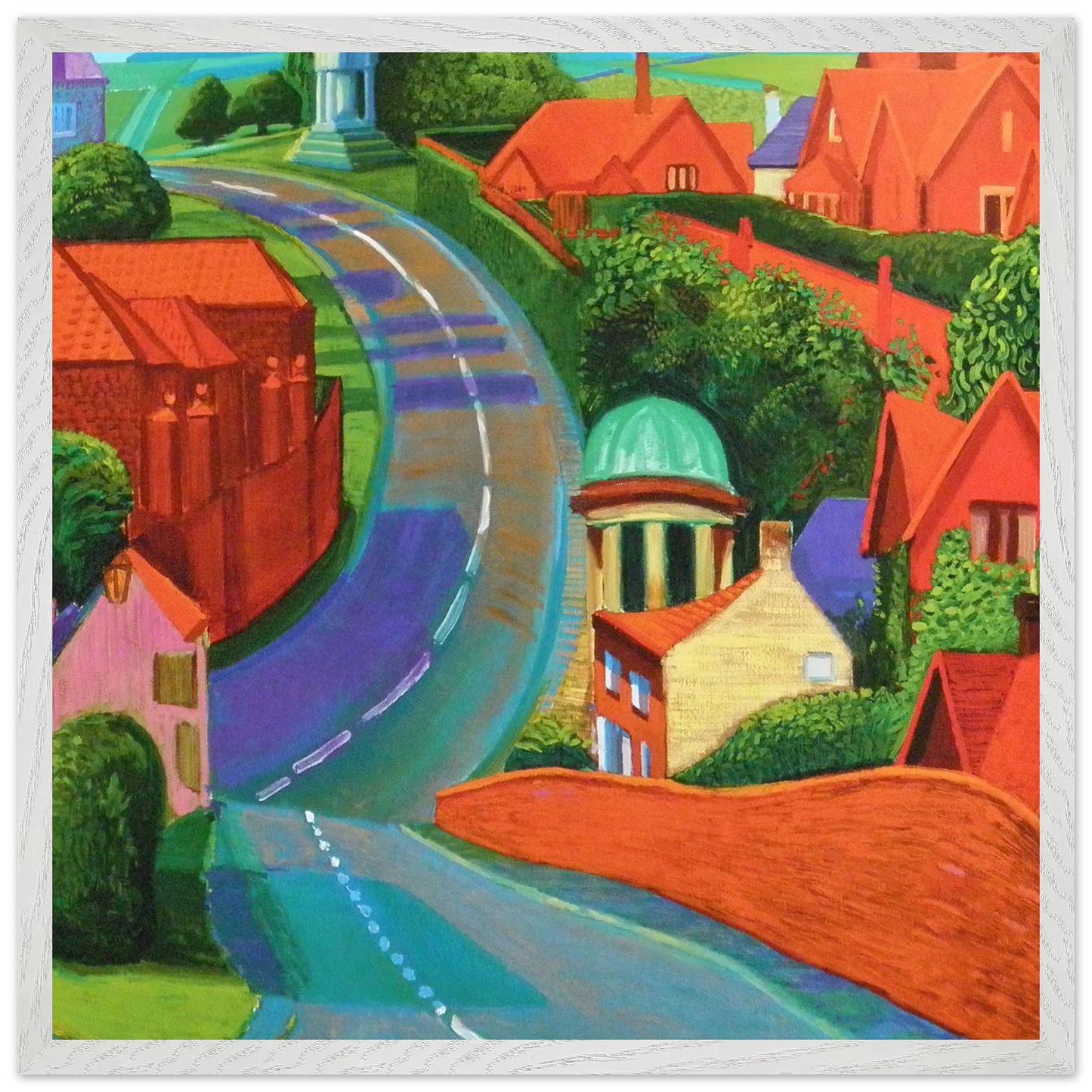 David Hockney - The Road to York Through Sledmere - A3 (29.7 x 42  cm) - Premium Wooden Framed Poster With Fine Art Paper-canvas - White frame