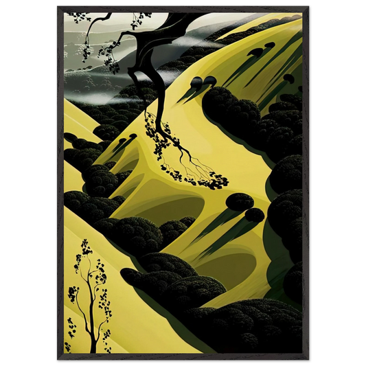 High Country Valley - Eyvind Earle 70x100 cm / 28x40 inches Framed Art Print – Black Wooden Frame