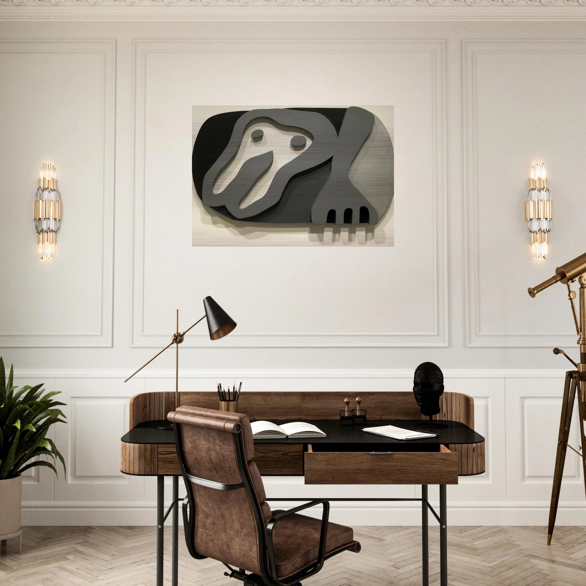 Shirt Front and Fork - Jean Arp Brushed Aluminum Print - 70x100 cm / 28x40 inches | Jean Arp Aluminum Print | Jean Arp Prints