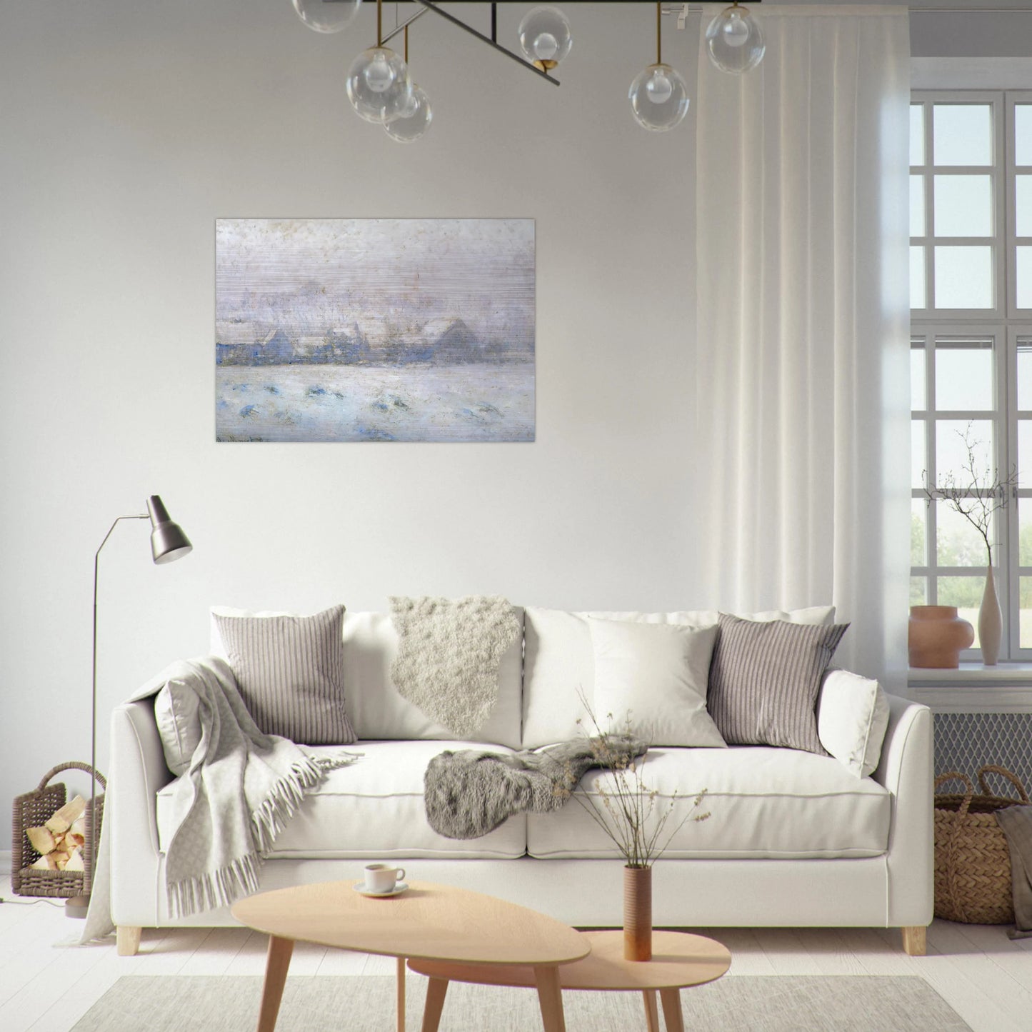 Snow Effect, Giverny - claude monet Brushed Aluminum Print - 70x100 cm / 28x40 inches | claude monet Aluminum Print | claude monet Prints