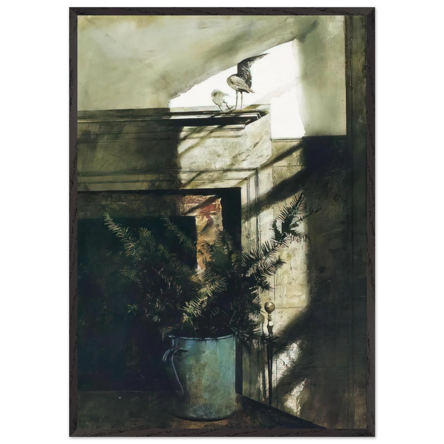 BIRD IN THE HOUSE - Andrew Wyeth 70x100 cm / 28x40 inches Framed Art Print – Black Wooden Frame