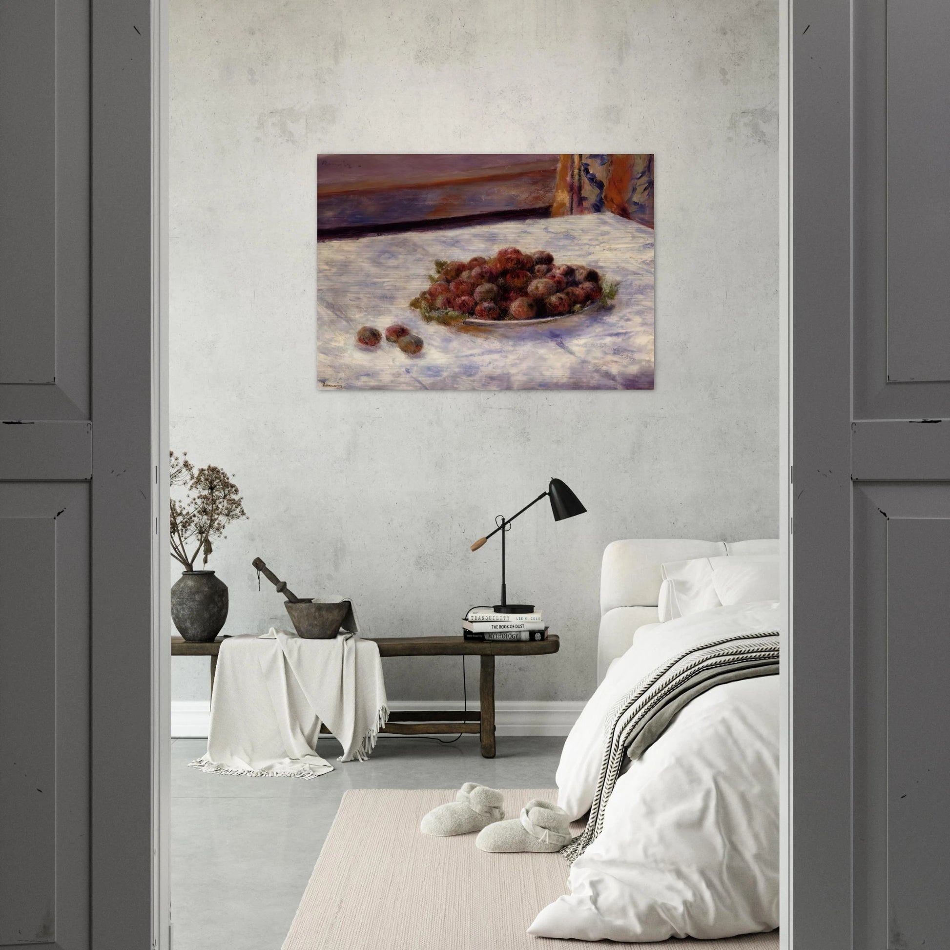 Still Life, a Plate of Plums - Pierre-Auguste Renoir Brushed Aluminum Print - 70x100 cm / 28x40 inches | Pierre-Auguste Renoir Aluminum Print | Pierre-Auguste Renoir Prints