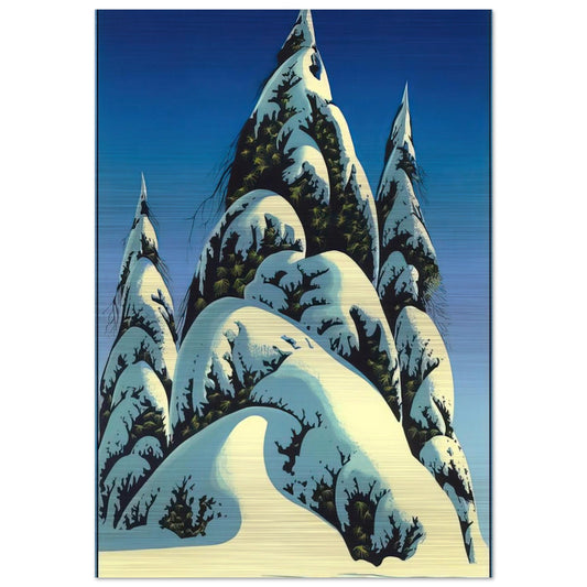 New Fallen Snow - Eyvind Earle Brushed Aluminum Print - 70x100 cm / 28x40 inches | Eyvind Earle Aluminum Print | Eyvind Earle Prints