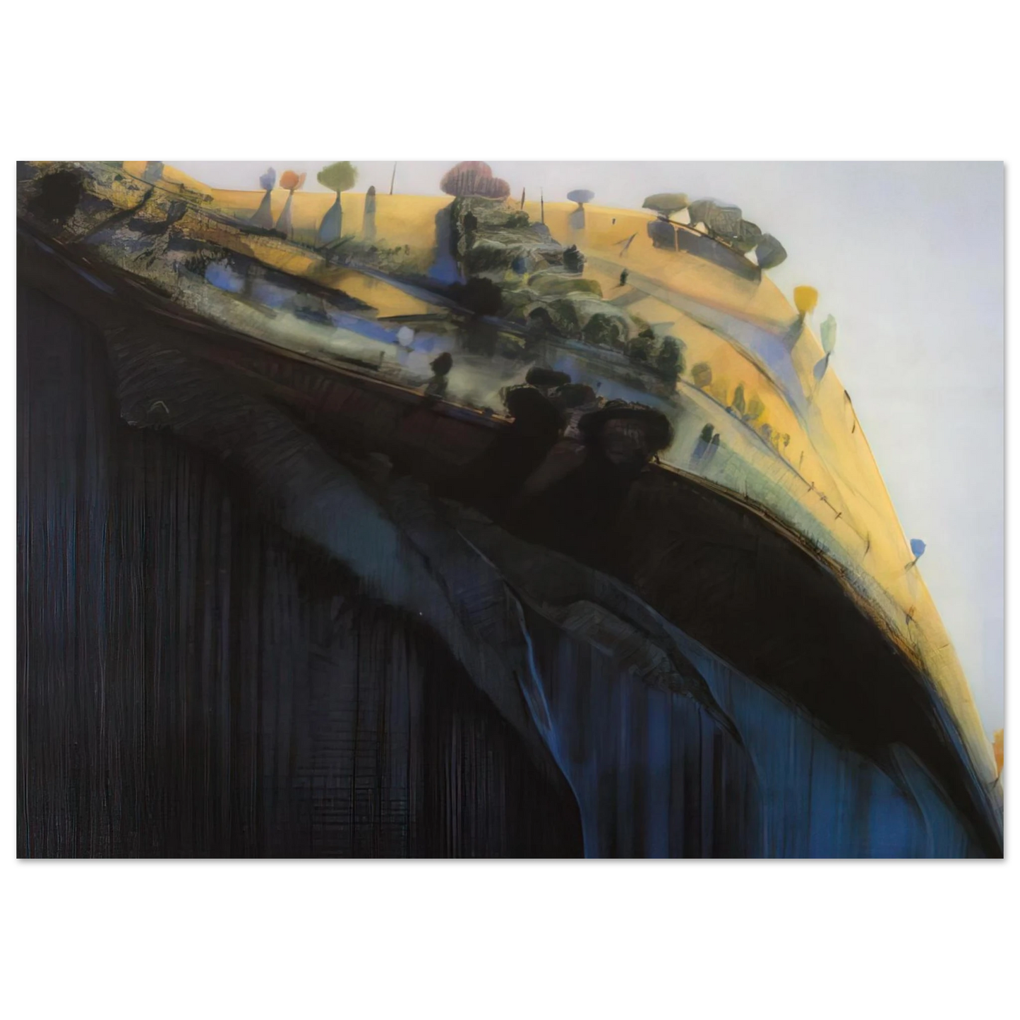 Wayne Thiebaud - Coloma Ridge - 1968 Wall Art - 21x29.7 cm / 8x12" - Premium Wooden Framed Poster With Fine Art Paper-canvas - Black frame
