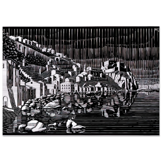 SCILLA CALABRIA FEBRUARY 1931 1931 - MC Escher Brushed Aluminum Print - 70x100 cm / 28x40 inches | MC Escher Aluminum Print | MC Escher Prints