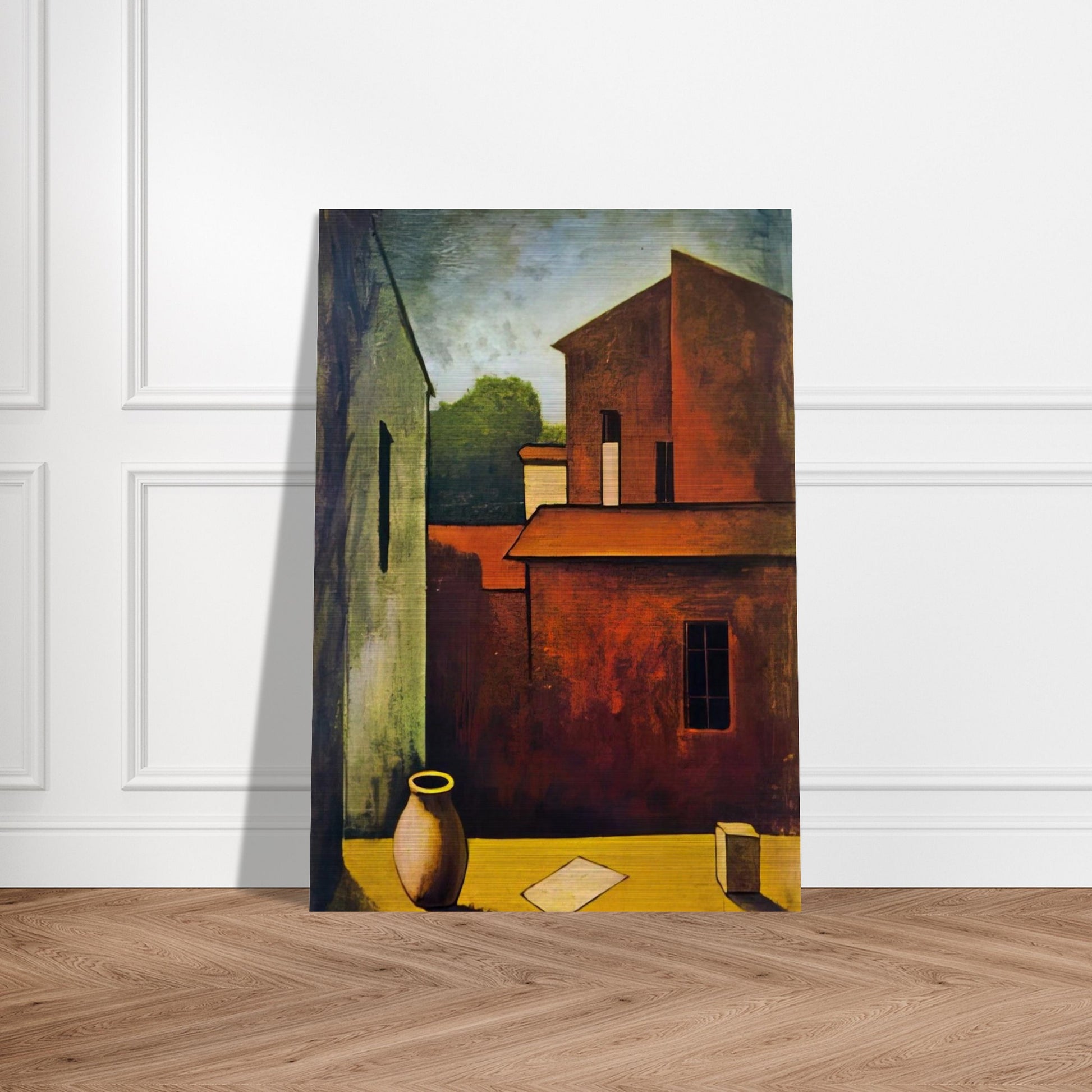 THE RED HOUSE 1927 - Carlo Carra Brushed Aluminum Print - 70x100 cm / 28x40 inches | Carlo Carra Aluminum Print | Carlo Carra Prints