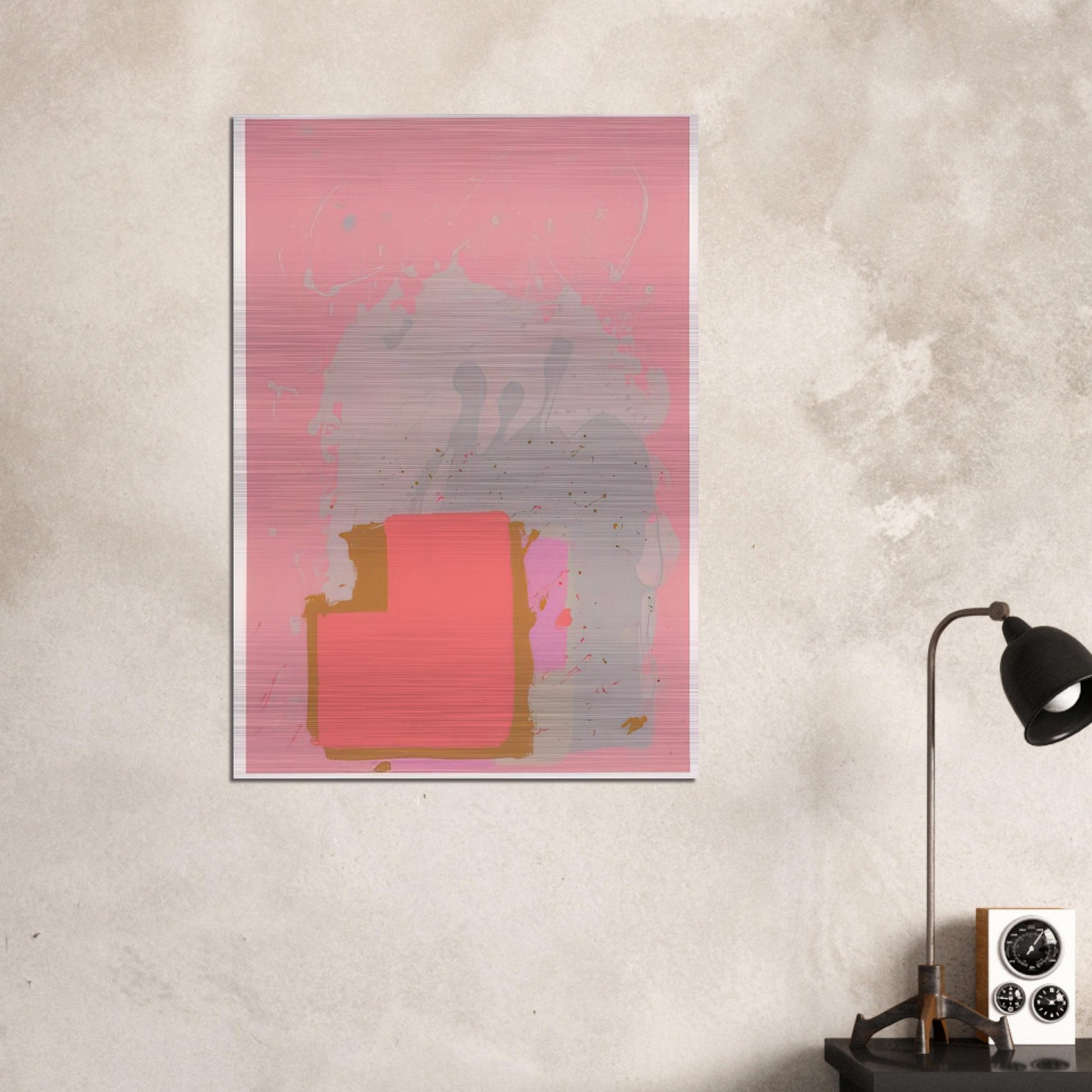 Red Black on Pink - 1971 - John Hoyland Brushed Aluminum Print - 70x100 cm / 28x40 inches | John Hoyland Aluminum Print | John Hoyland Prints
