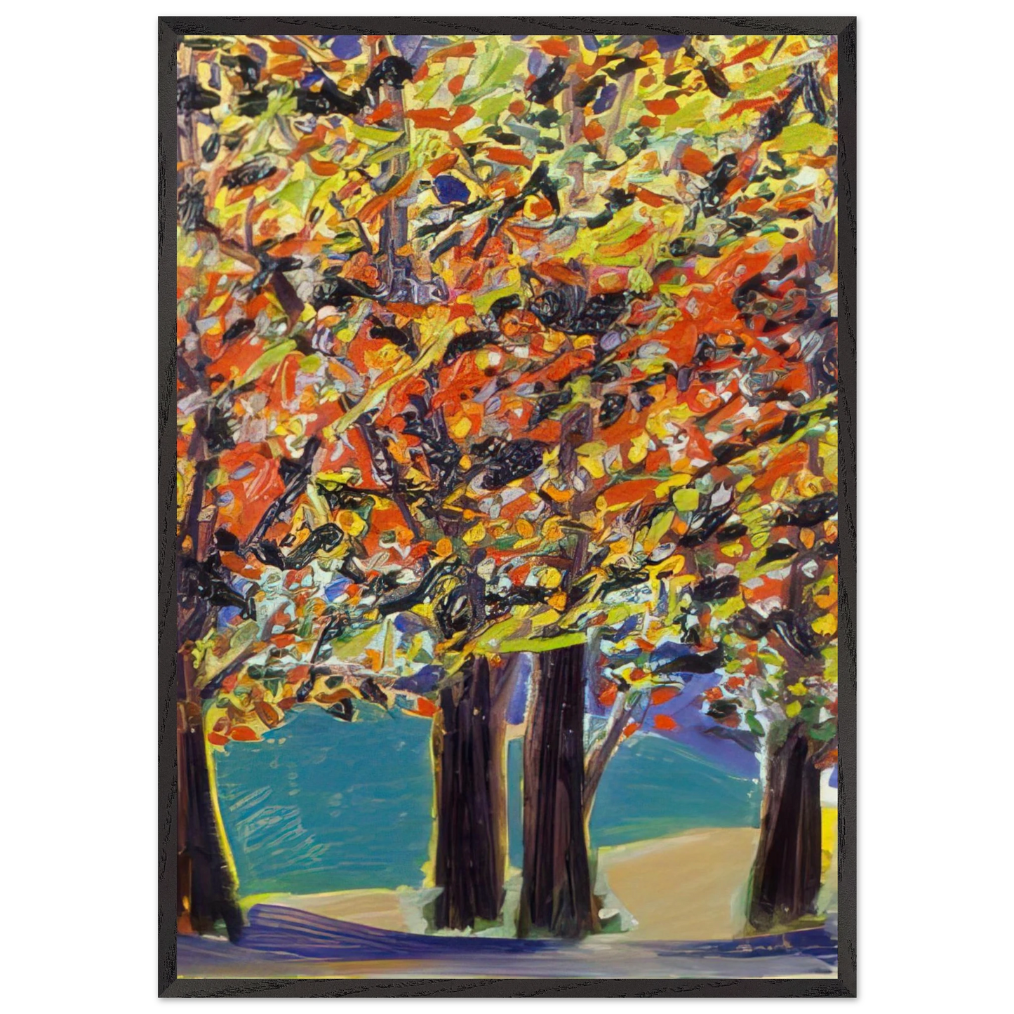 Autumn View West Hurley NY - 1984 - Ronnie Landfield 70x100 cm / 28x40 inches Framed Art Print – Black Wooden Frame