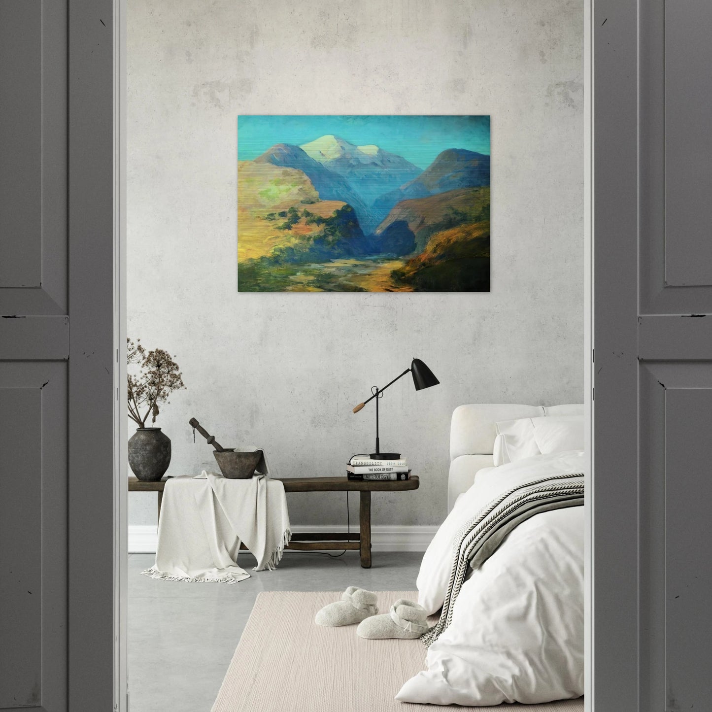 Snowy mountain peaks. Caucasus. - Arkhyp Kuindzhi Brushed Aluminum Print - 70x100 cm / 28x40 inches | Arkhyp Kuindzhi Aluminum Print | Arkhyp Kuindzhi Prints