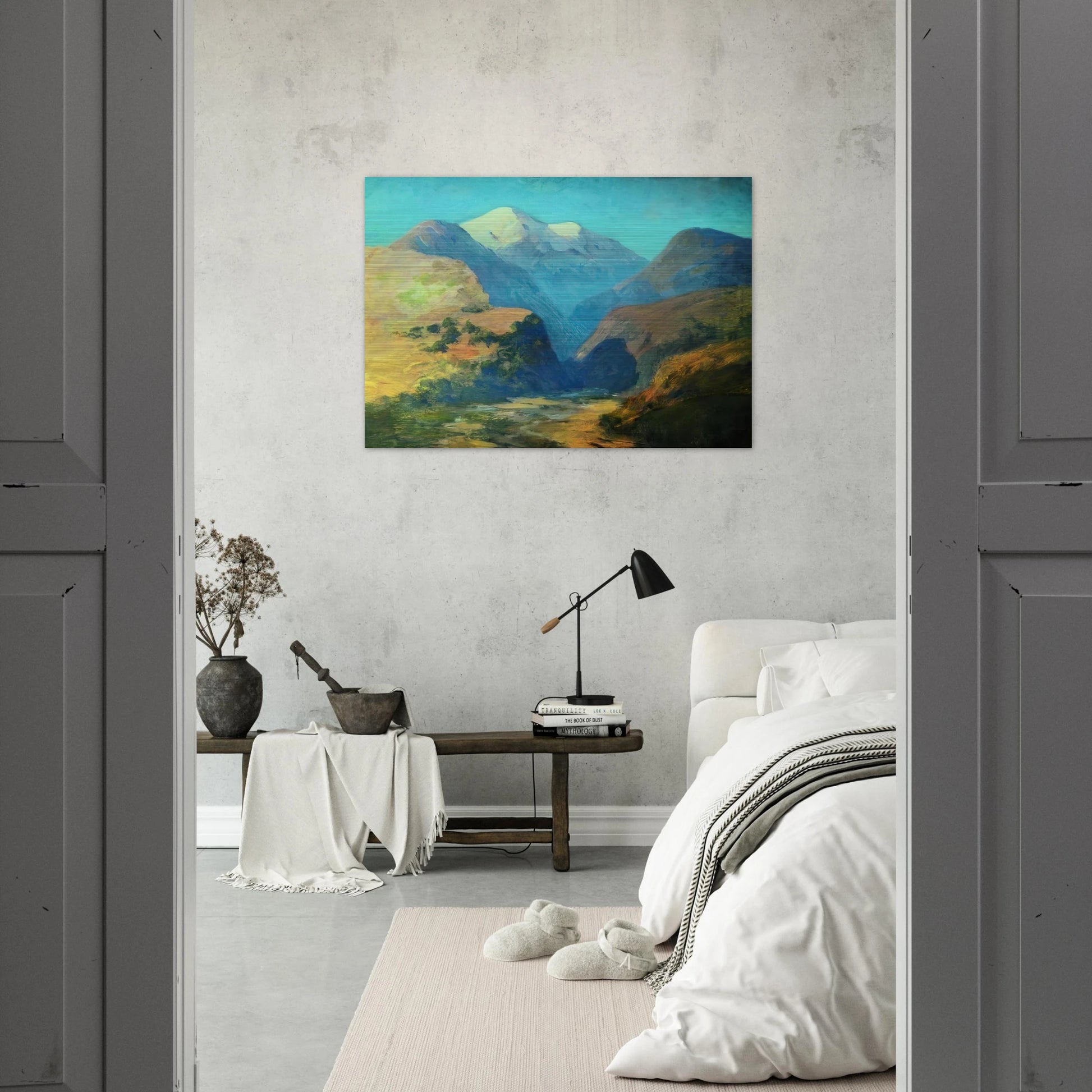Snowy mountain peaks. Caucasus. - Arkhyp Kuindzhi Brushed Aluminum Print - 70x100 cm / 28x40 inches | Arkhyp Kuindzhi Aluminum Print | Arkhyp Kuindzhi Prints