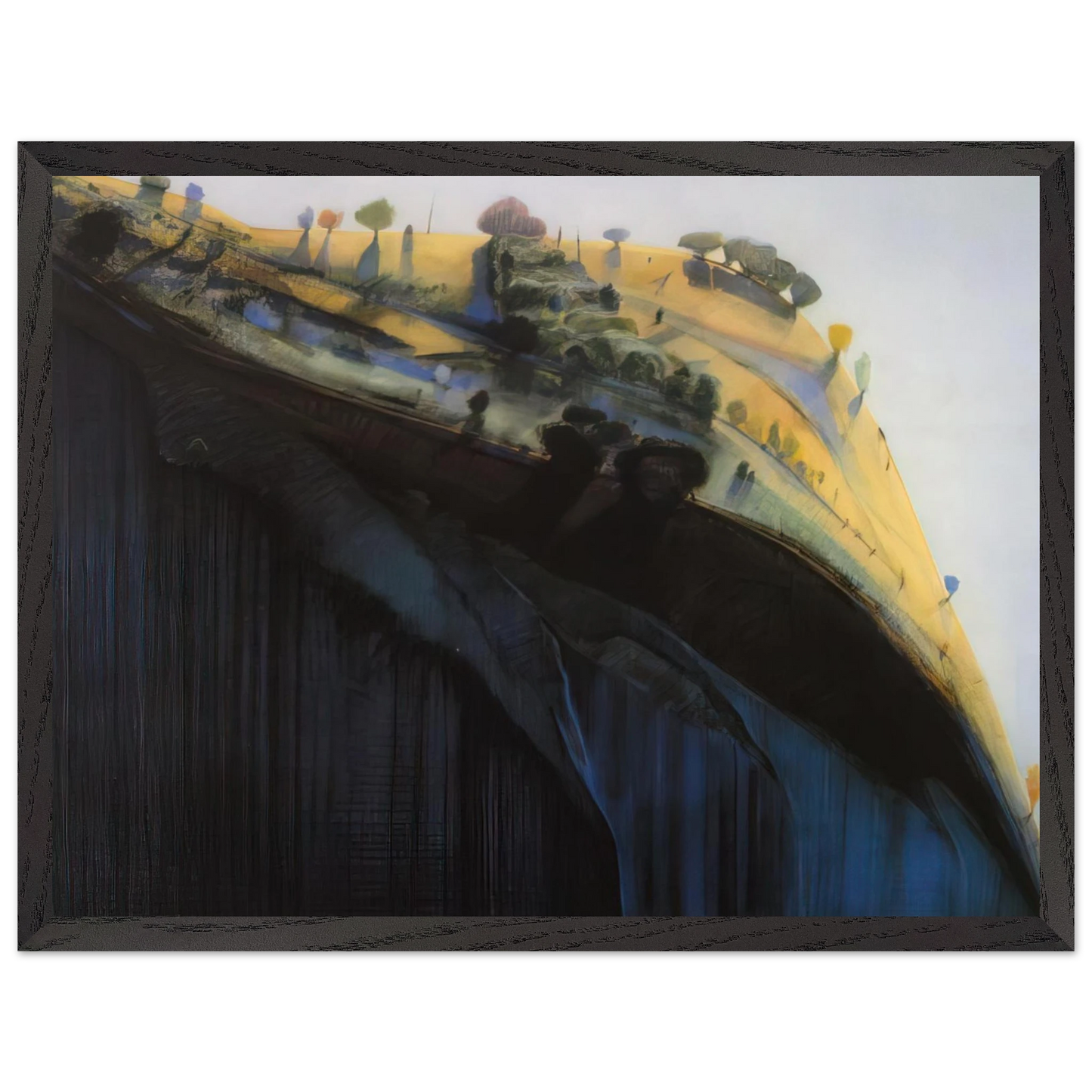 Wayne Thiebaud - Coloma Ridge - 1968 Wall Art - 21x29.7 cm / 8x12" - Premium Wooden Framed Poster With Fine Art Paper-canvas - White frame