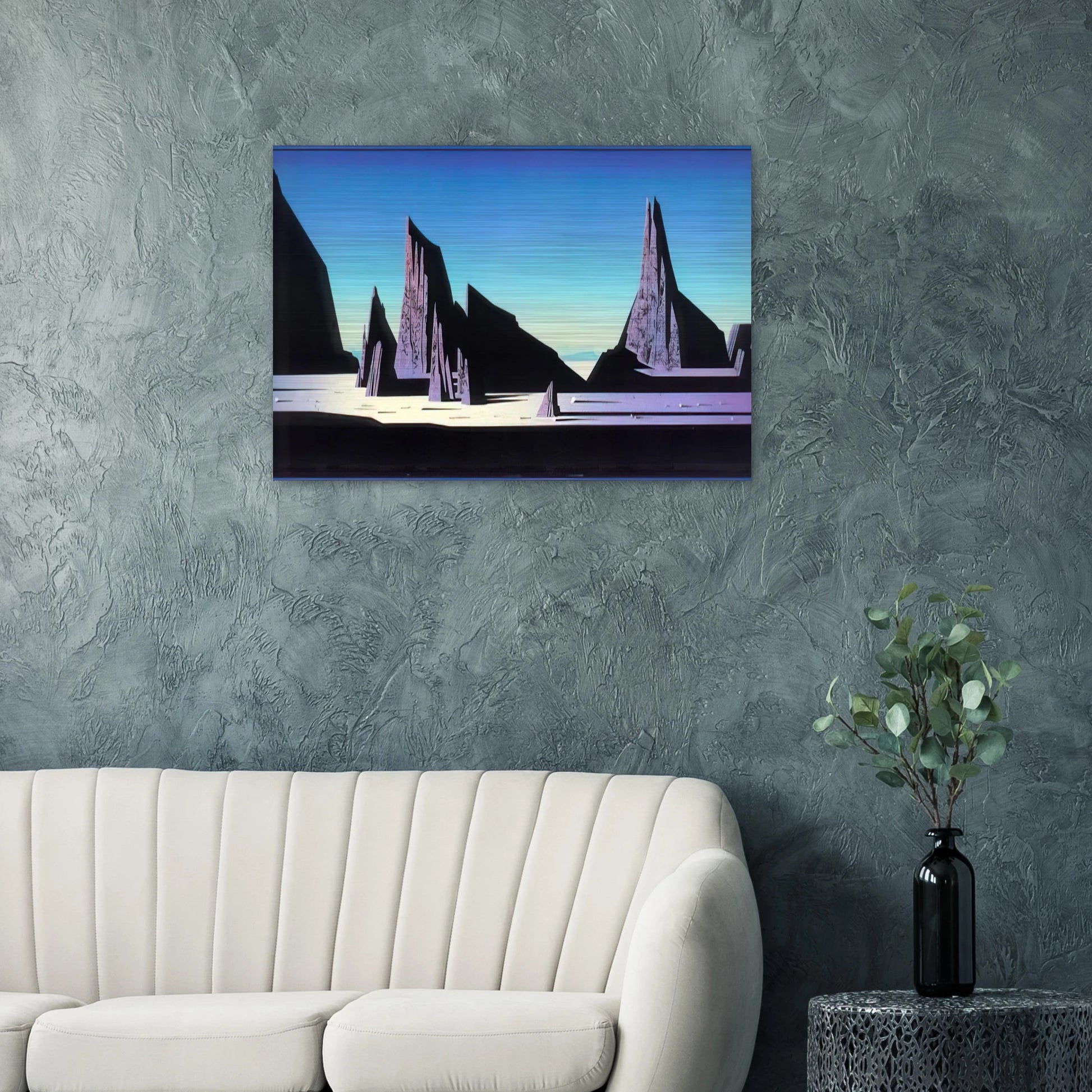 Desert Rocks - Eyvind Earle Brushed Aluminum Print - 70x100 cm / 28x40 inches | Eyvind Earle Aluminum Print | Eyvind Earle Prints