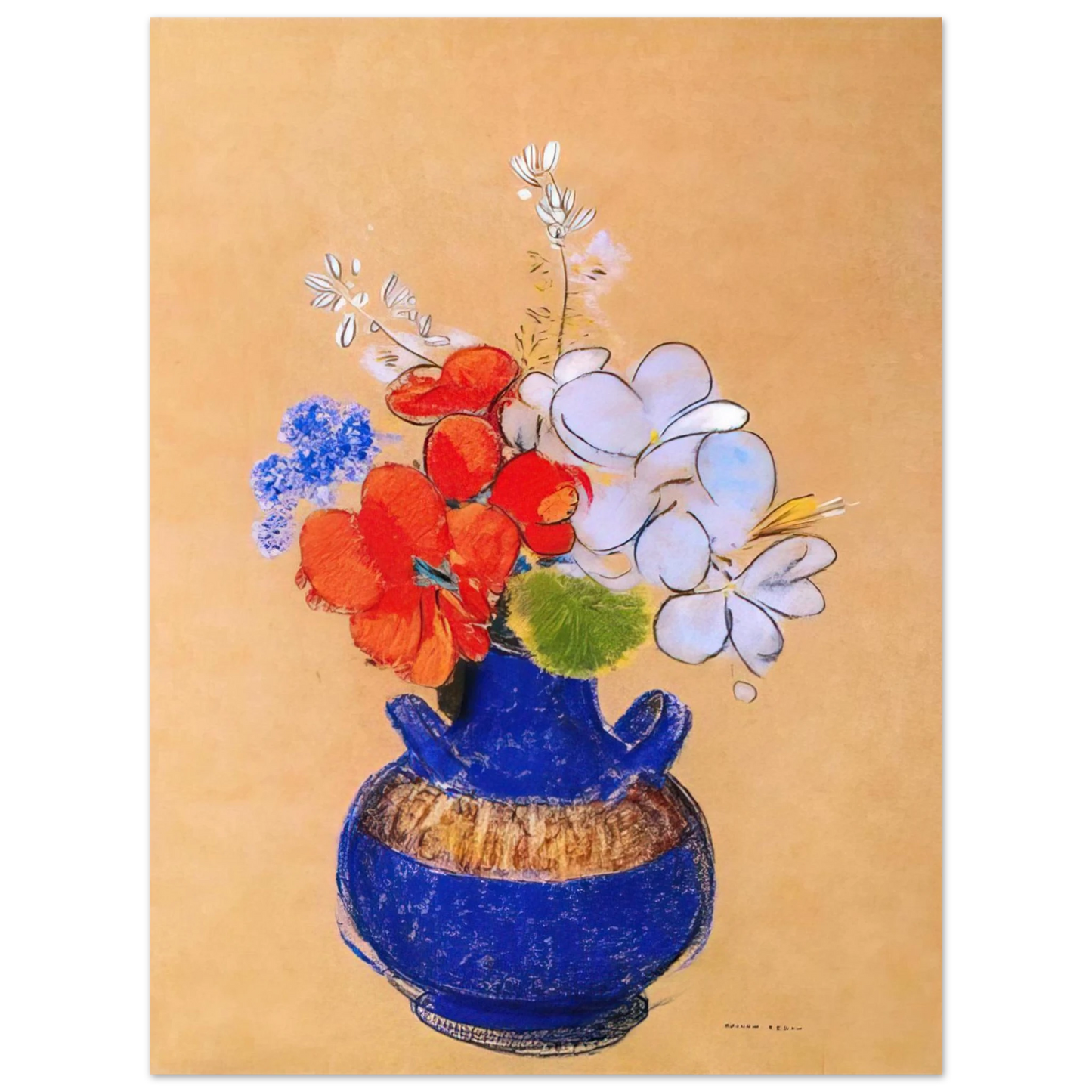 Odilon Redon - FLOWERS IN A BLUE VASE 1  75x100 cm / 30x40inches Fine Art Poster