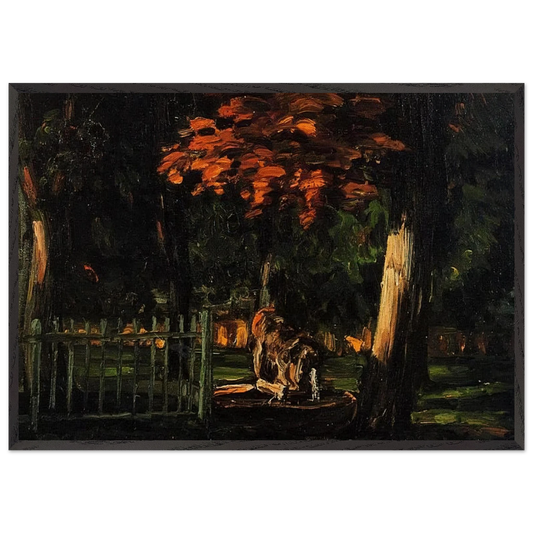 The Lion and the Basin at Jas de Bouffan - Paul Cezanne 70x100 cm / 28x40 inches Framed Art Print – Black Wooden Frame