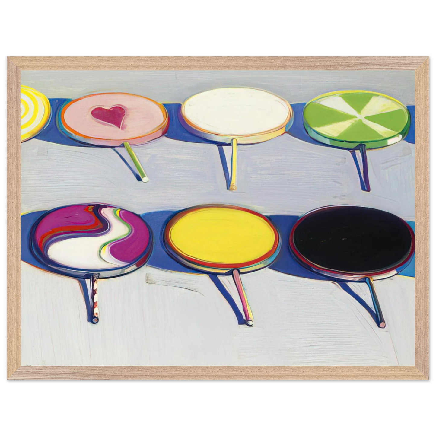 Wayne Thiebaud - Seven Suckers - 1970 Wall Art - 30x40 cm / 12x16 inches - Premium Wooden Framed Poster With Fine Art Paper-canvas - White frame