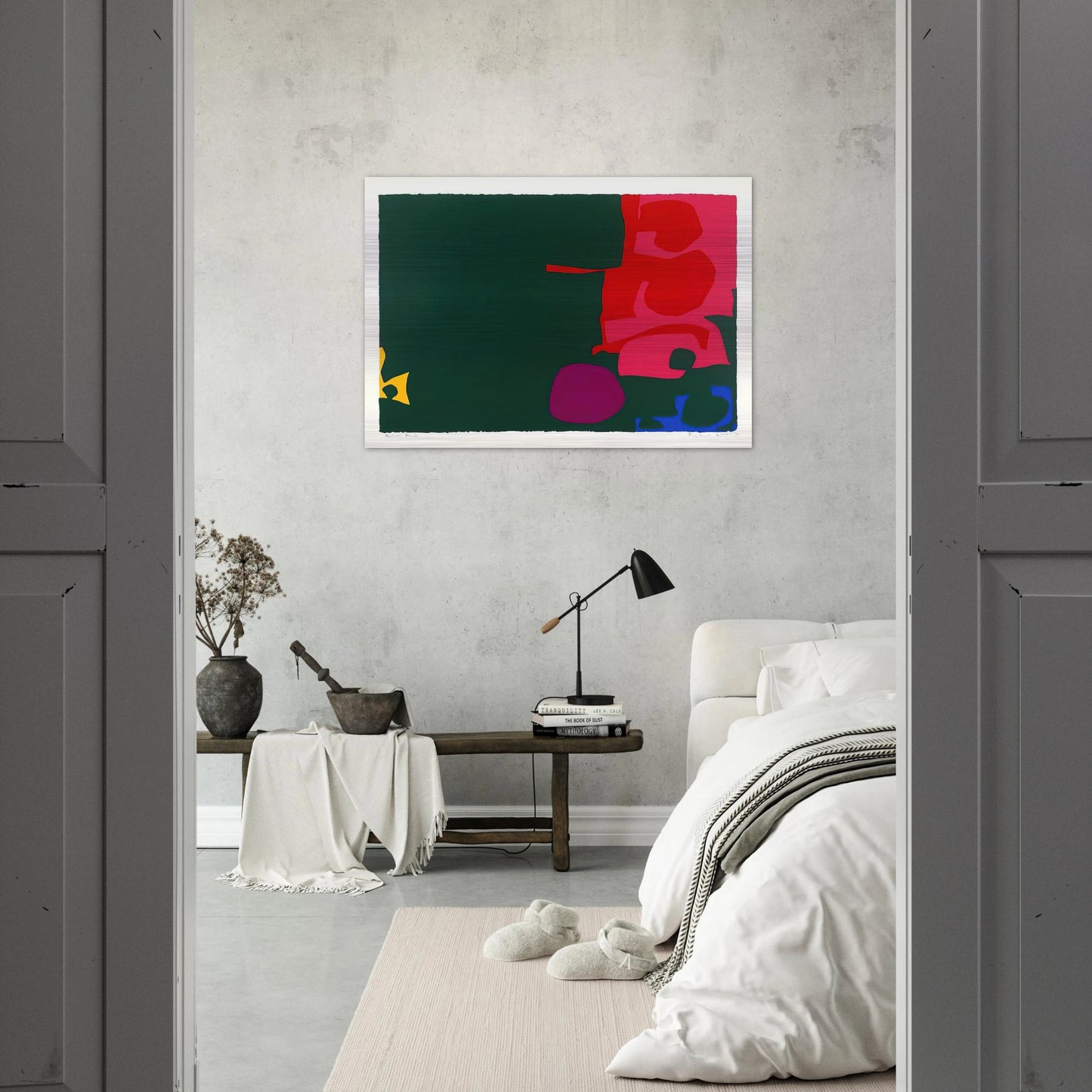 Interlocking Scarlet and Pink in Deep Green - 1970 - Patrick Heron Brushed Aluminum Print - 70x100 cm / 28x40 inches | Patrick Heron Aluminum Print | Patrick Heron Prints