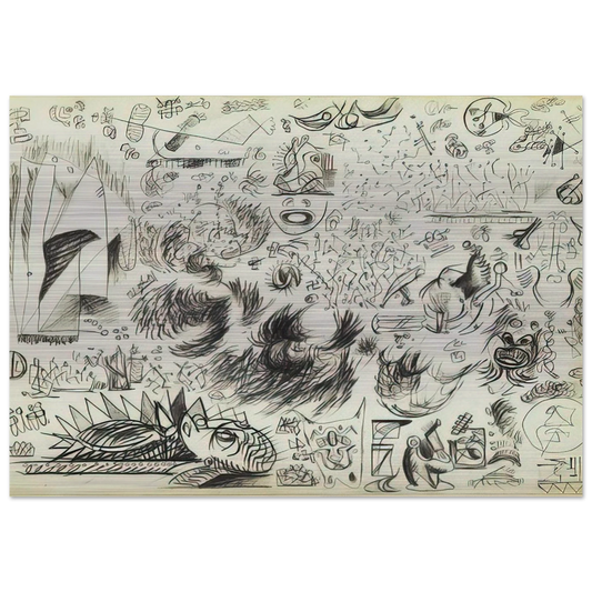 SHEET OF STUDIES 1941 - Jackson Pollock Brushed Aluminum Print - 70x100 cm / 28x40 inches | Jackson Pollock Aluminum Print | Jackson Pollock Prints