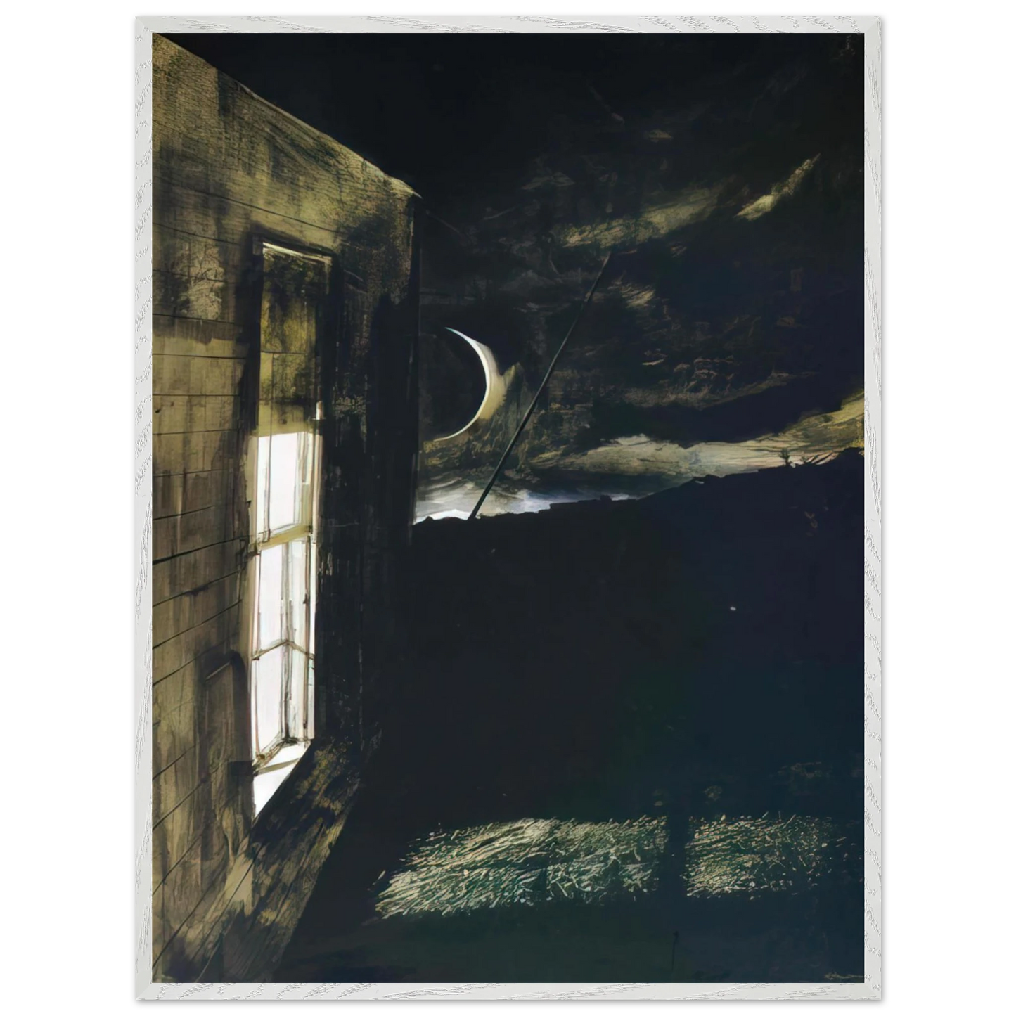 Andrew Wyeth - CRESCENT MOON Wall Art - 21x29.7 cm / 8x12" - Premium Wooden Framed Poster With Fine Art Paper-canvas - White frame