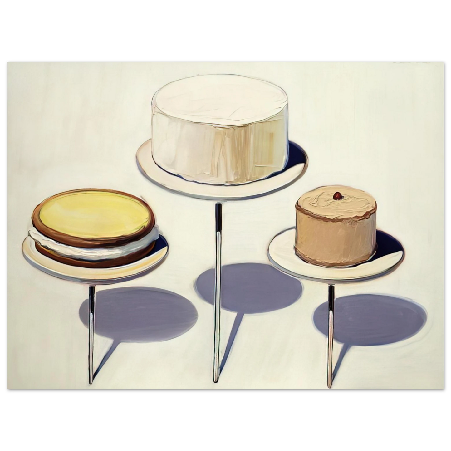 Wayne Thiebaud - Display Cakes - 1963 Wall Art - 21x29.7 cm / 8x12" - Premium Wooden Framed Poster With Fine Art Paper - White frame