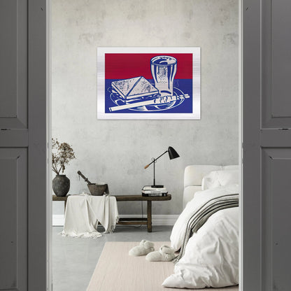 SANDWICH AND SODA 1964 - Roy Lichtenstein Brushed Aluminum Print - 70x100 cm / 28x40 inches | Roy Lichtenstein Aluminum Print | Roy Lichtenstein Prints