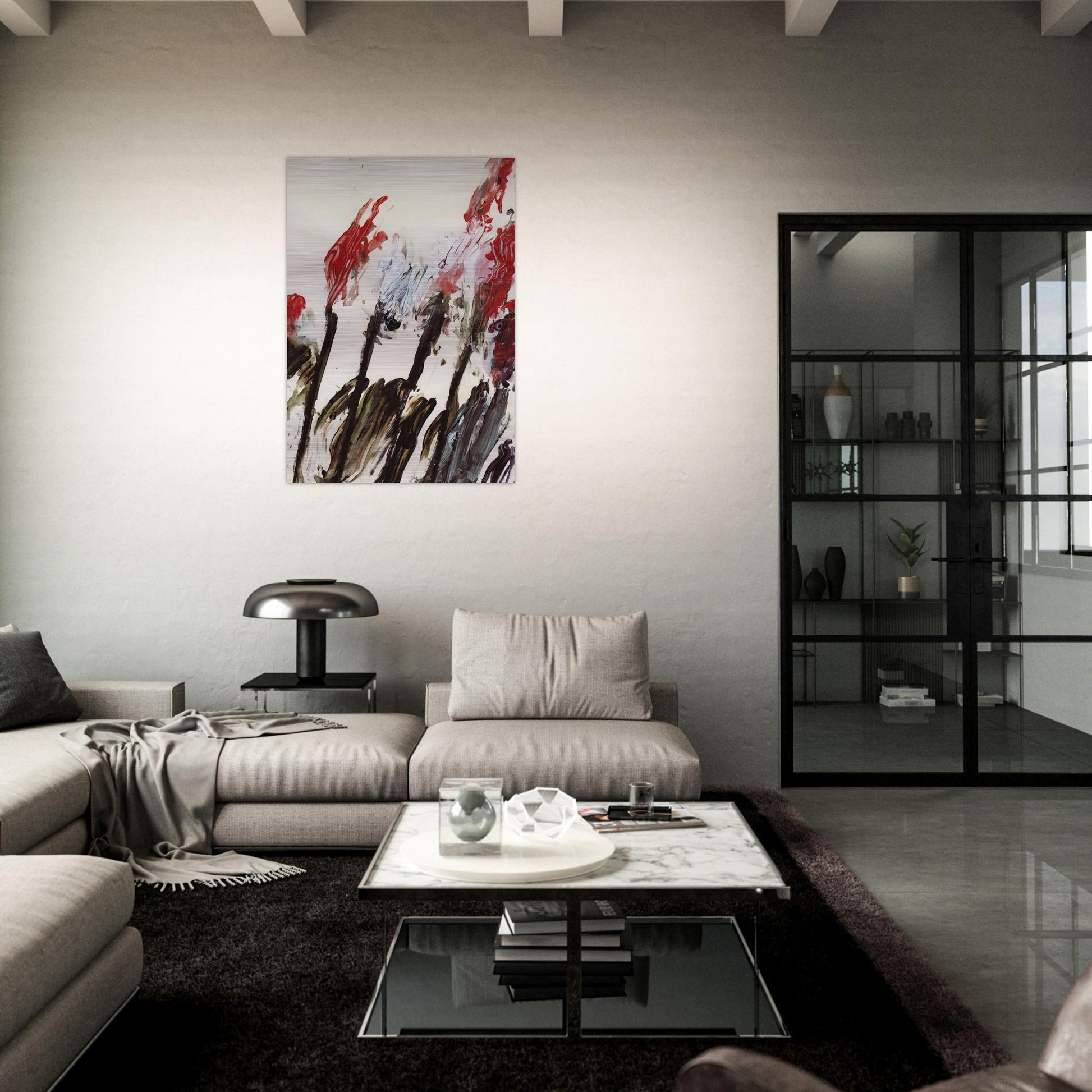 Nicola's Irises - Cy Twombly Brushed Aluminum Print - 70x100 cm / 28x40 inches | Cy Twombly Aluminum Print | Cy Twombly Prints