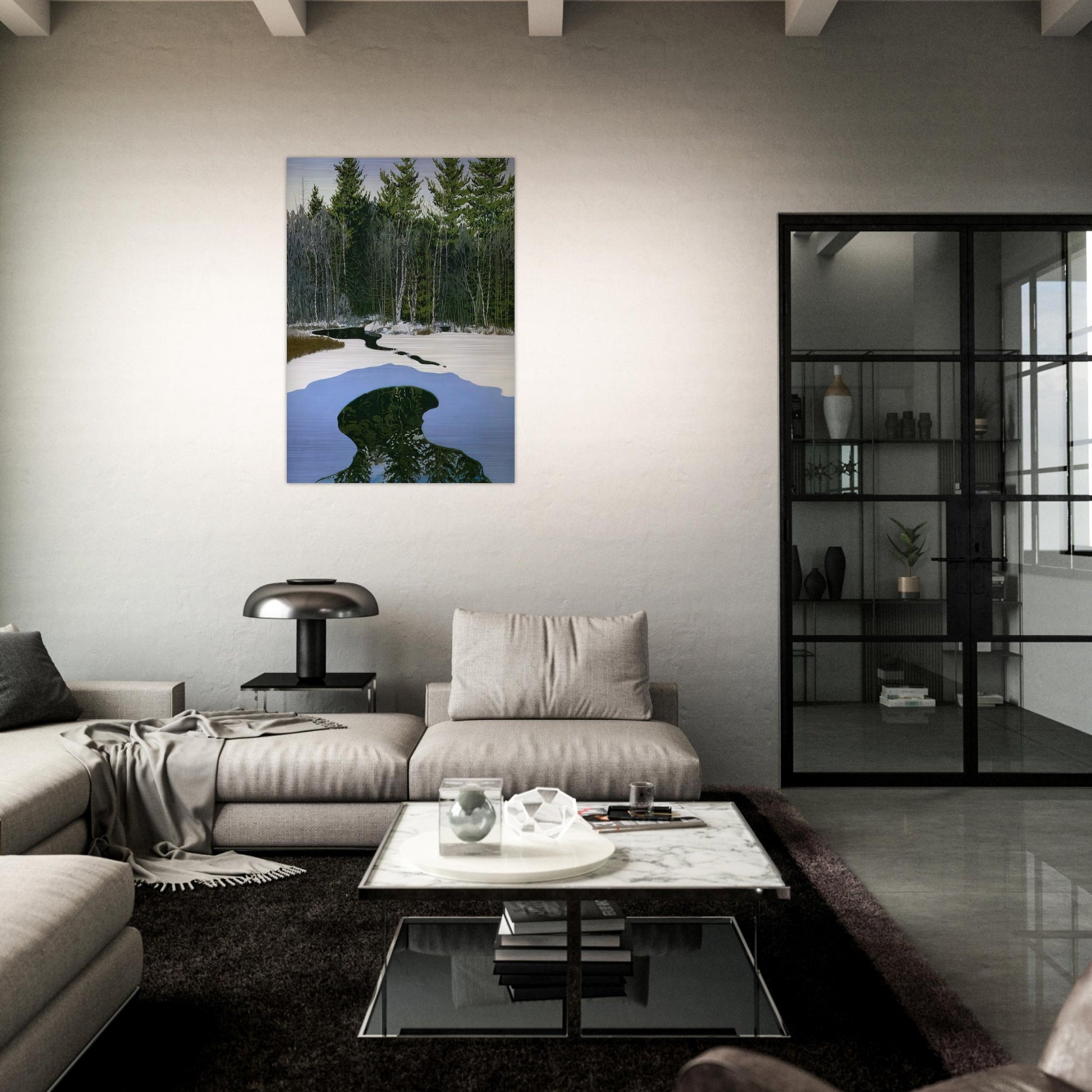 Pond Pass - Contemporary Realism - Neil Welliver Brushed Aluminum Print - 70x100 cm / 28x40 inches | Neil Welliver Aluminum Print | Neil Welliver Prints