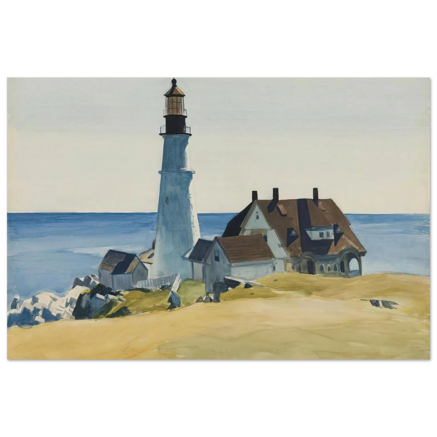 Edward Hopper - Lighthouse and Buildings, Portland Head, Cape Elizabeth, Maine Fine Art Poster