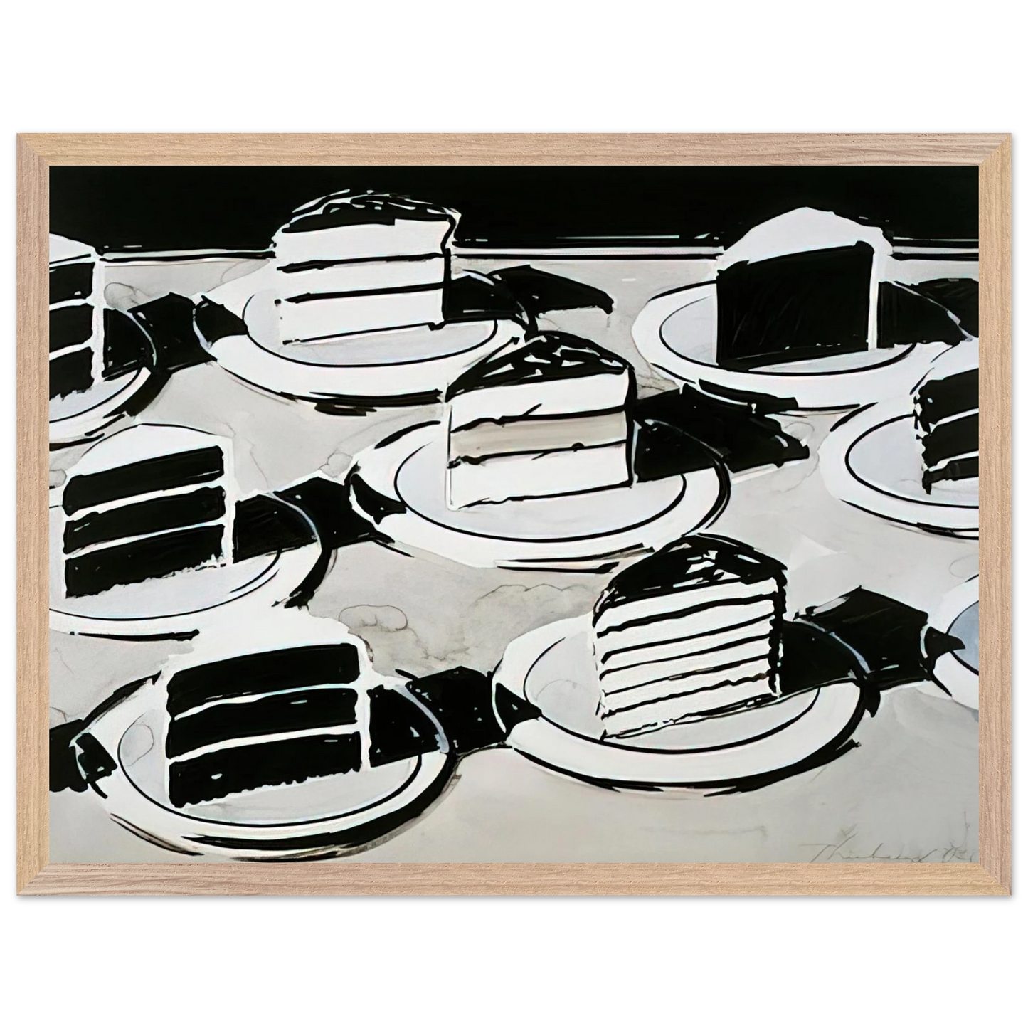 Wayne Thiebaud - Cake Slices - 1963 Wall Art - 21x29.7 cm / 8x12" - Premium Wooden Framed Poster With Fine Art Paper - White frame