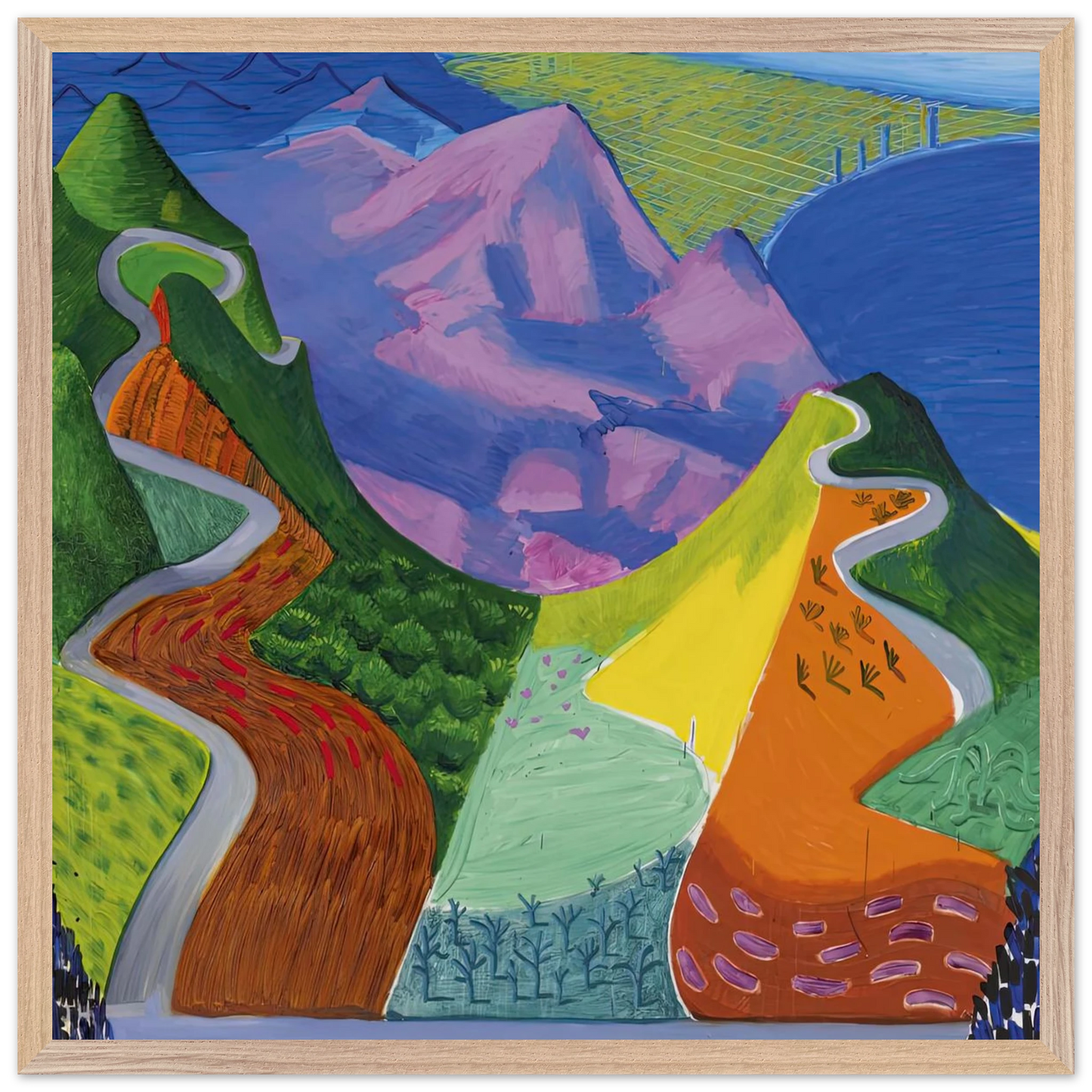 David Hockney - David Hockney Wall art - 70x100 cm / 28x40 inches - Premium Wooden Framed Poster With Fine Art Paper-canvas - White frame