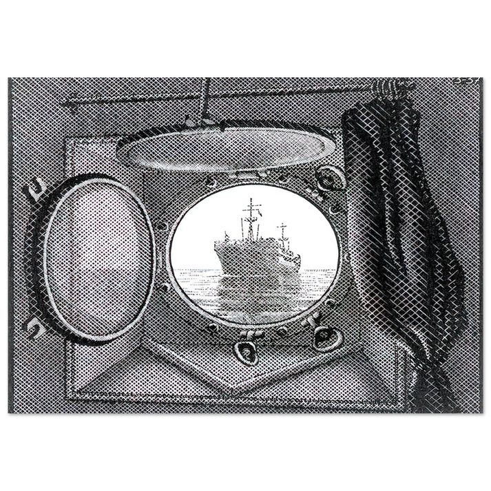 MC Escher - PORTHOLE Wall Art - 30x40 cm / 12x16 inches - Premium Wooden Framed Poster With Fine Art Paper-canvas - White frame