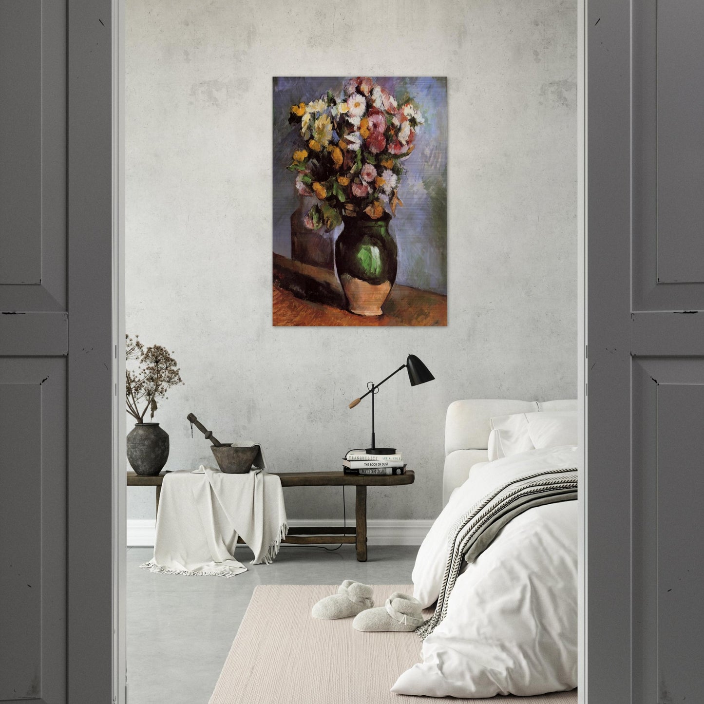 Flowers in an Olive Jar - Paul Cézanne Brushed Aluminum Print - 70x100 cm / 28x40 inches | Paul Cézanne Aluminum Print | Paul Cézanne Prints