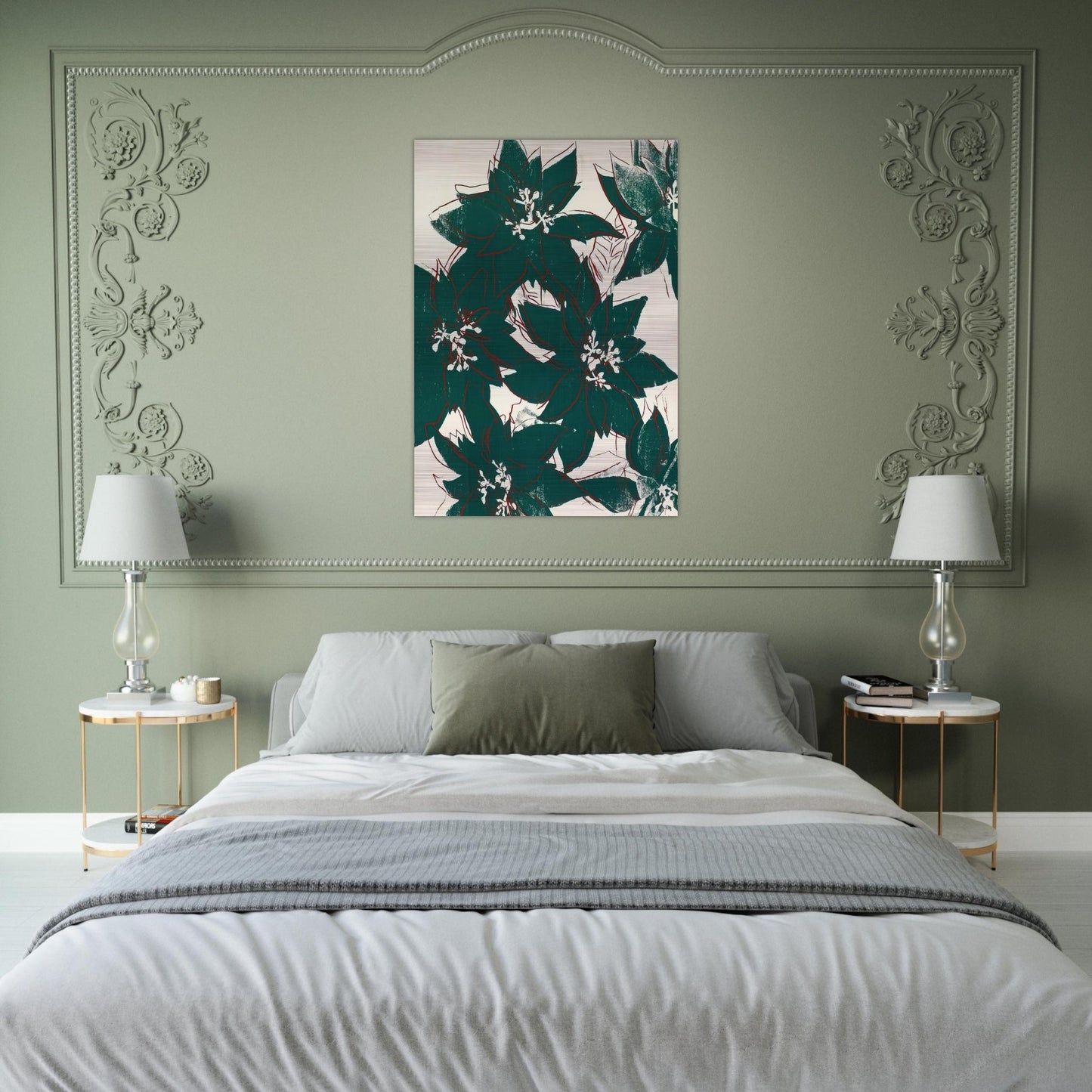 Poinsetta - Andy Warhol Brushed Aluminum Print - 70x100 cm / 28x40 inches | Andy Warhol Aluminum Print | Andy Warhol Prints