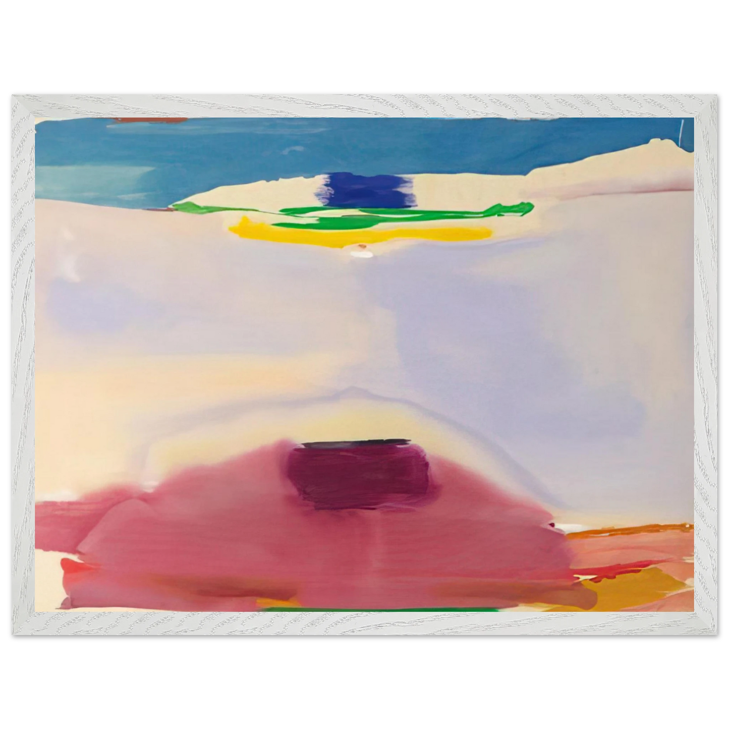 Helen Frankenthaler - Leveling - 1973 Wall art - 28x43  cm / XL (11x17 inches) - Premium Wooden Framed Poster With Fine Art Paper-canvas - White frame