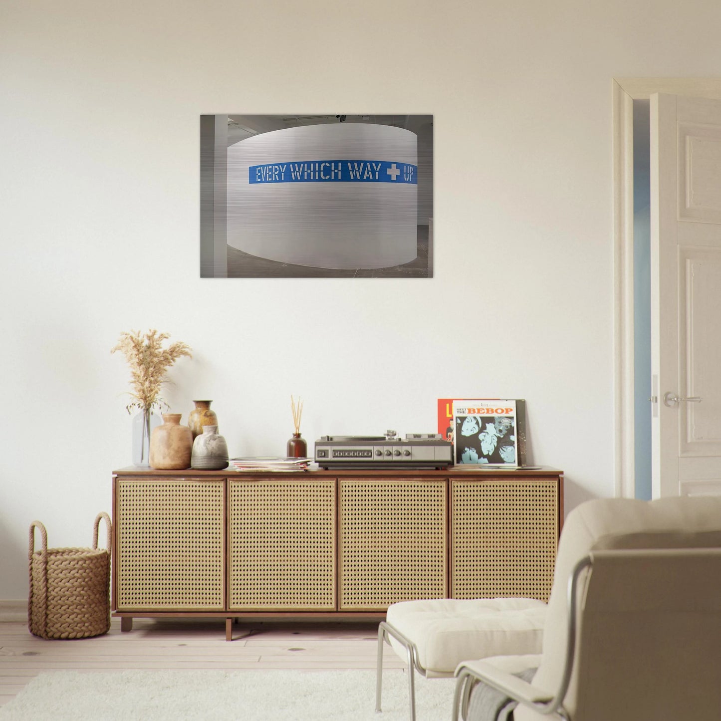 Every Which Way  Up - 2010 - Lawrence Weiner Brushed Aluminum Print - 70x100 cm / 28x40 inches | Lawrence Weiner Aluminum Print | Lawrence Weiner Prints