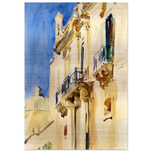 Façade of a Palazzo, Girgente, Sicily - John Singer Sargent Brushed Aluminum Print - 70x100 cm / 28x40 inches | John Singer Sargent Aluminum Print | John Singer Sargent Prints