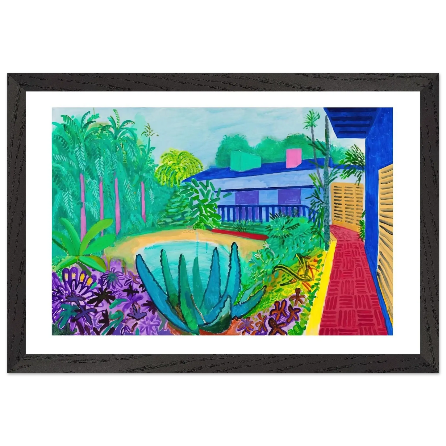 David Hockney - David Hockney Wall art - 28x43  cm / XL (11x17 Inches) - Premium Wooden Framed Poster With Fine Art Paper - Black frame