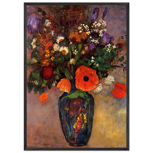 VASE DE FLEURS - Odilon Redon 70x100 cm / 28x40 inches Framed Art Print – Black Wooden Frame