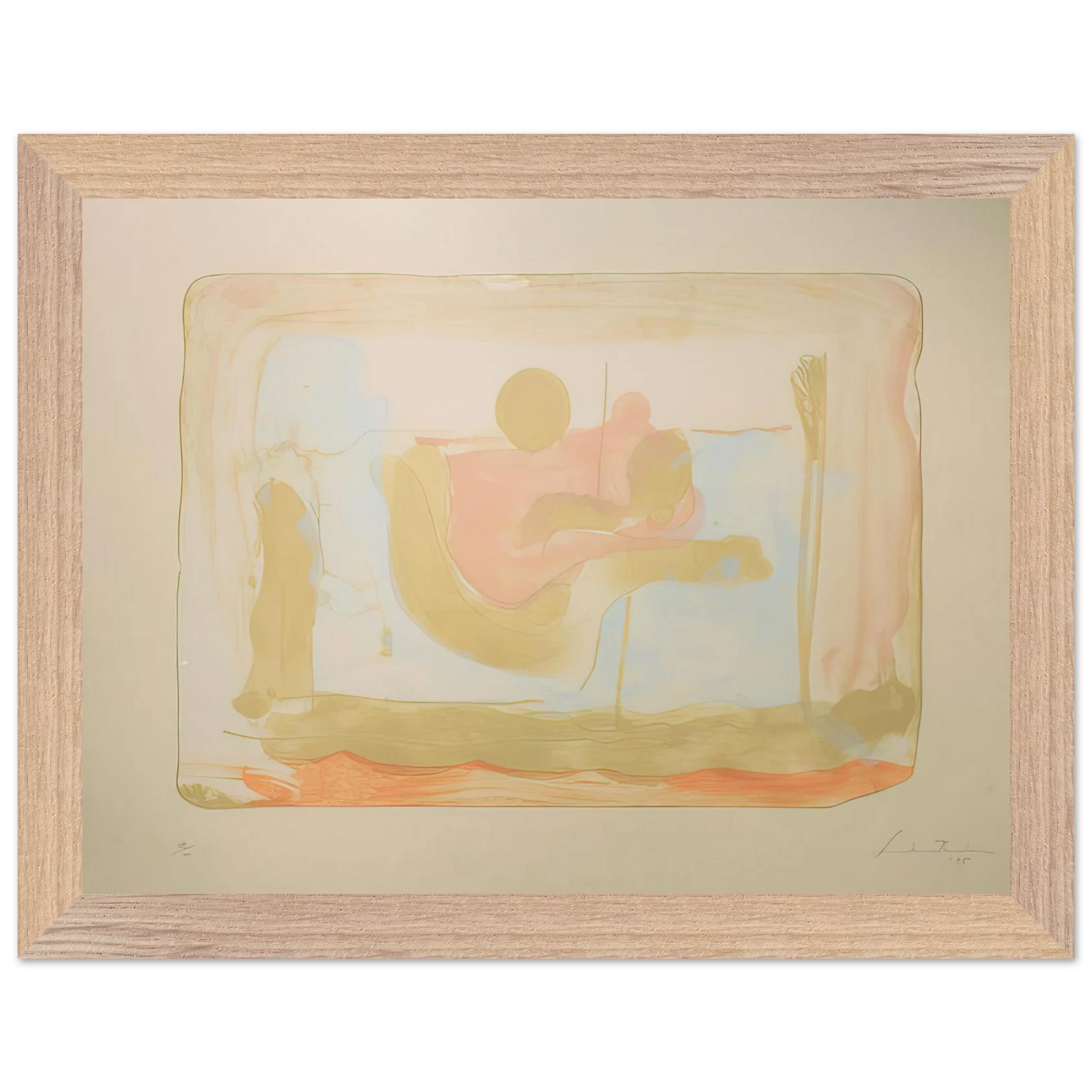 Helen Frankenthaler - Reflections I - 1995 Wall art - 70x100 cm / 28x40 inches - Premium Wooden Framed Poster With Fine Art Paper-canvas - Black frame