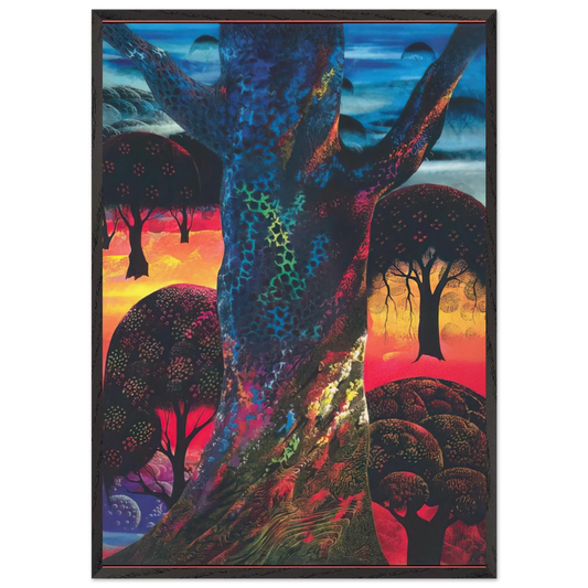 Fire Magic - Eyvind Earle 70x100 cm / 28x40 inches Framed Art Print – Black Wooden Frame