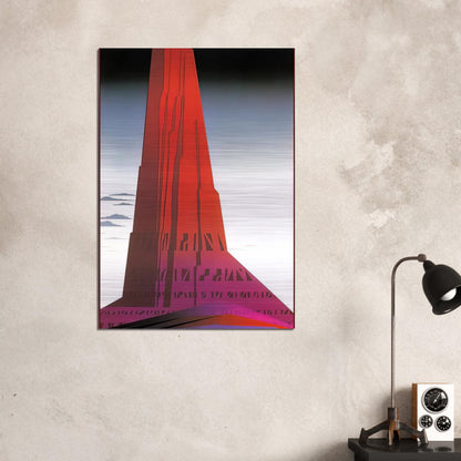 Desert Skyscraper - Eyvind Earle Brushed Aluminum Print - 70x100 cm / 28x40 inches | Eyvind Earle Aluminum Print | Eyvind Earle Prints