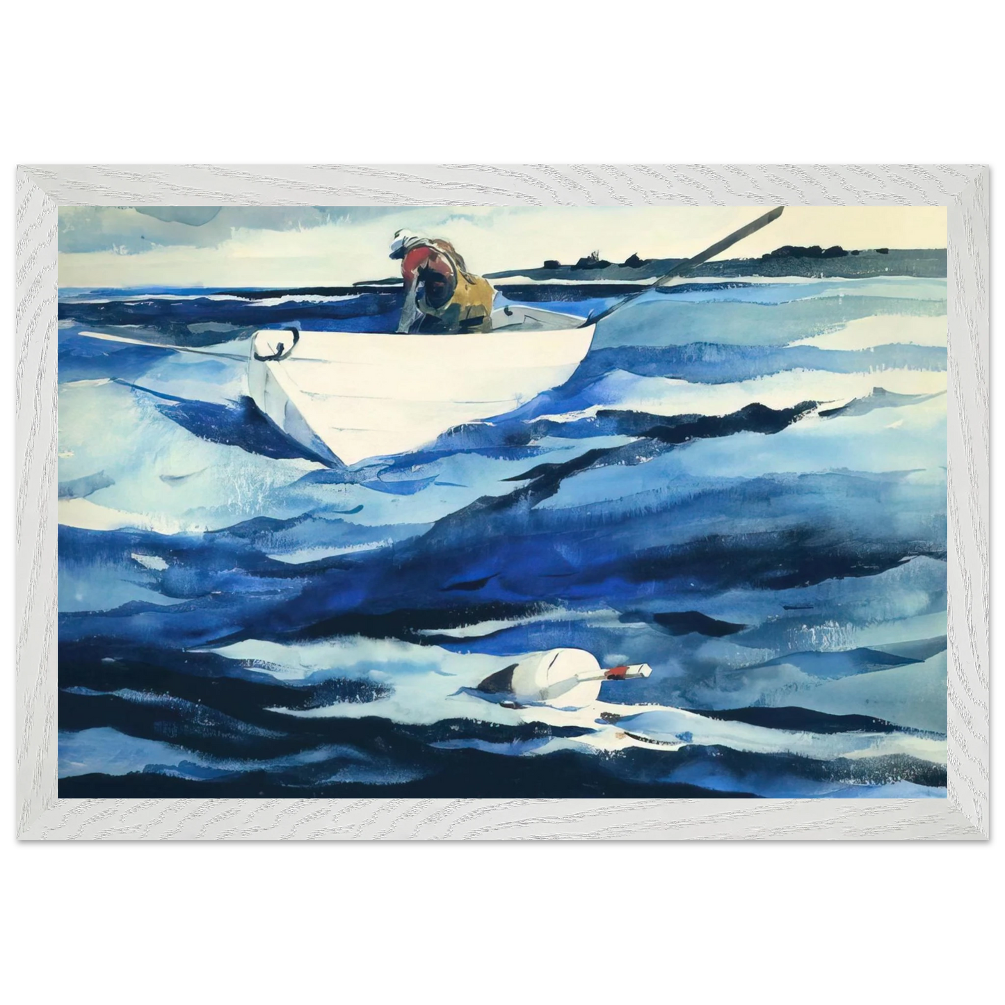 Andrew Wyeth - THE LOBSTERMAN Wall Art - 21x29.7 cm / 8x12" - Premium Wooden Framed Poster With Fine Art Paper-canvas - Black frame