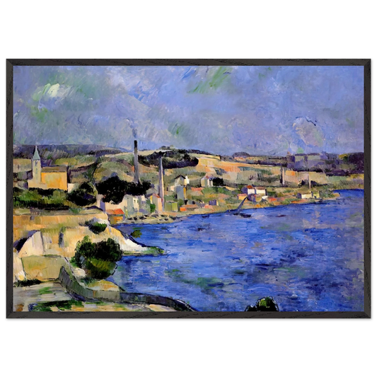 The Bay of lEstaque and Saint-Henri - Paul Cezanne 70x100 cm / 28x40 inches Framed Art Print – Black Wooden Frame