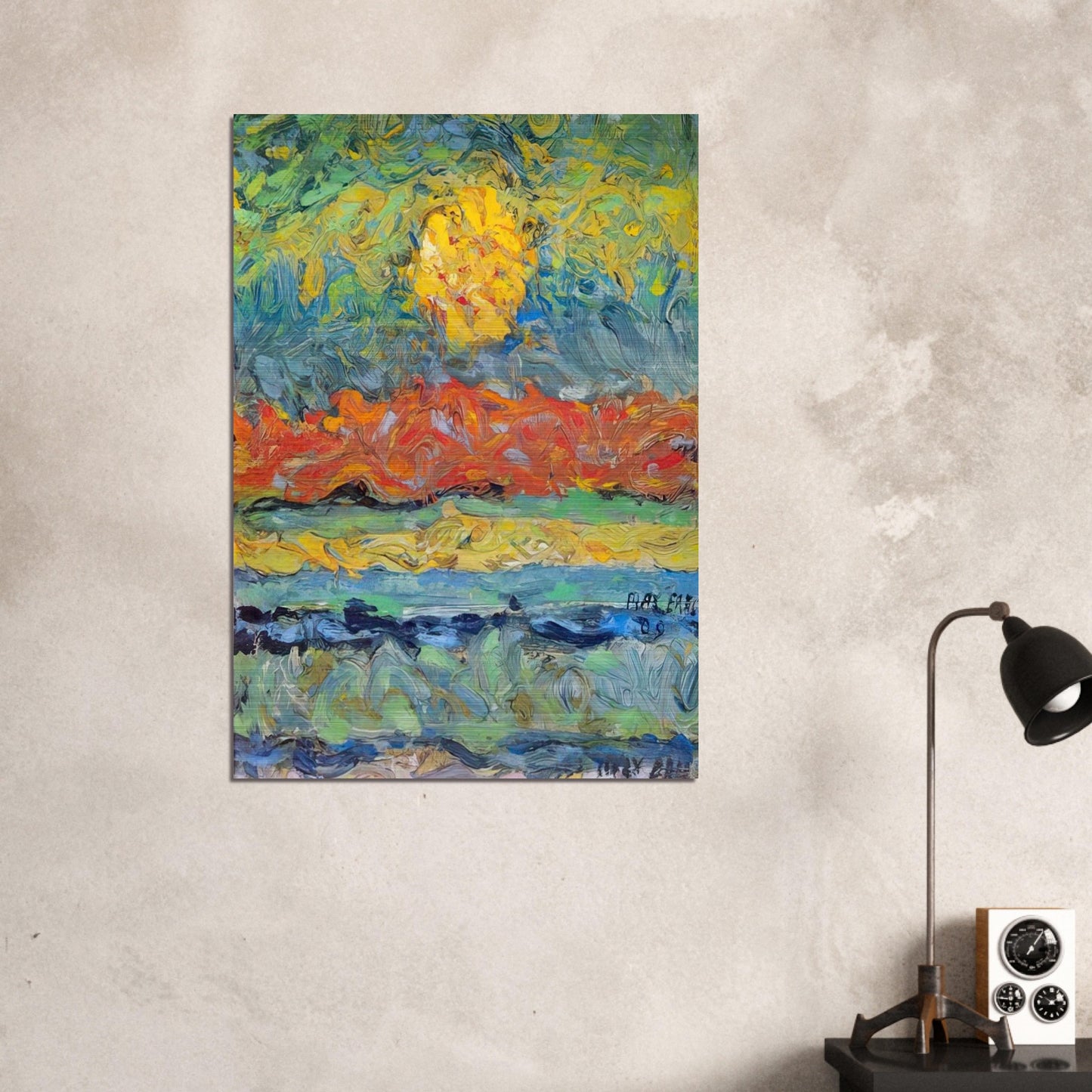 Landscape with Sun - Max Ernst Brushed Aluminum Print - 70x100 cm / 28x40 inches | Max Ernst Aluminum Print | Max Ernst Prints