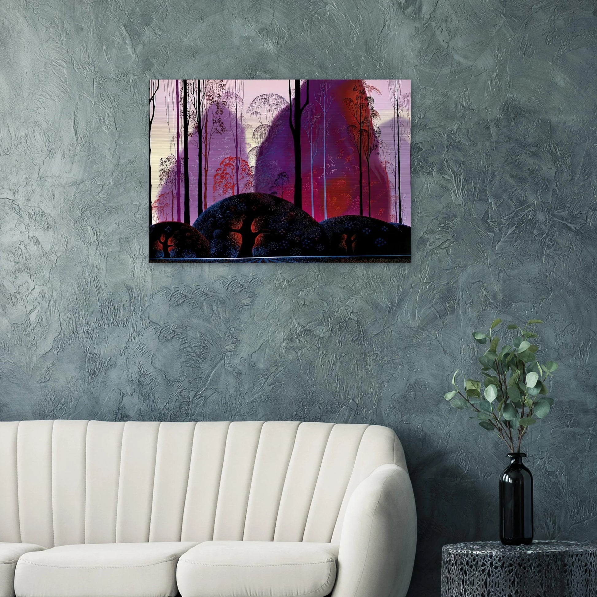 Mauve, Red and Purple - Eyvind Earle Brushed Aluminum Print - 70x100 cm / 28x40 inches | Eyvind Earle Aluminum Print | Eyvind Earle Prints