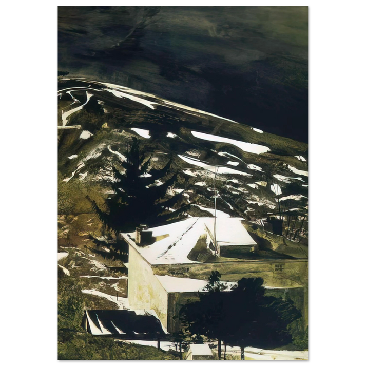 Andrew Wyeth - WOLF MOON 1975 Wall Art - 21x29.7 cm / 8x12" - Premium Wooden Framed Poster With Fine Art Paper - White frame
