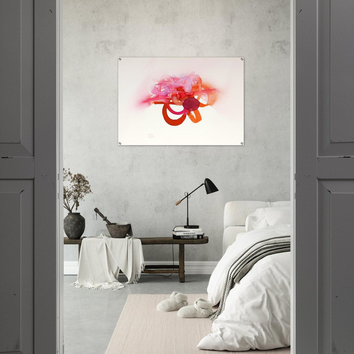 UNTITLED RED ORANGE AND PINK - Luis Feito Acrylic Print - 70x100 cm / 28x40″ inches