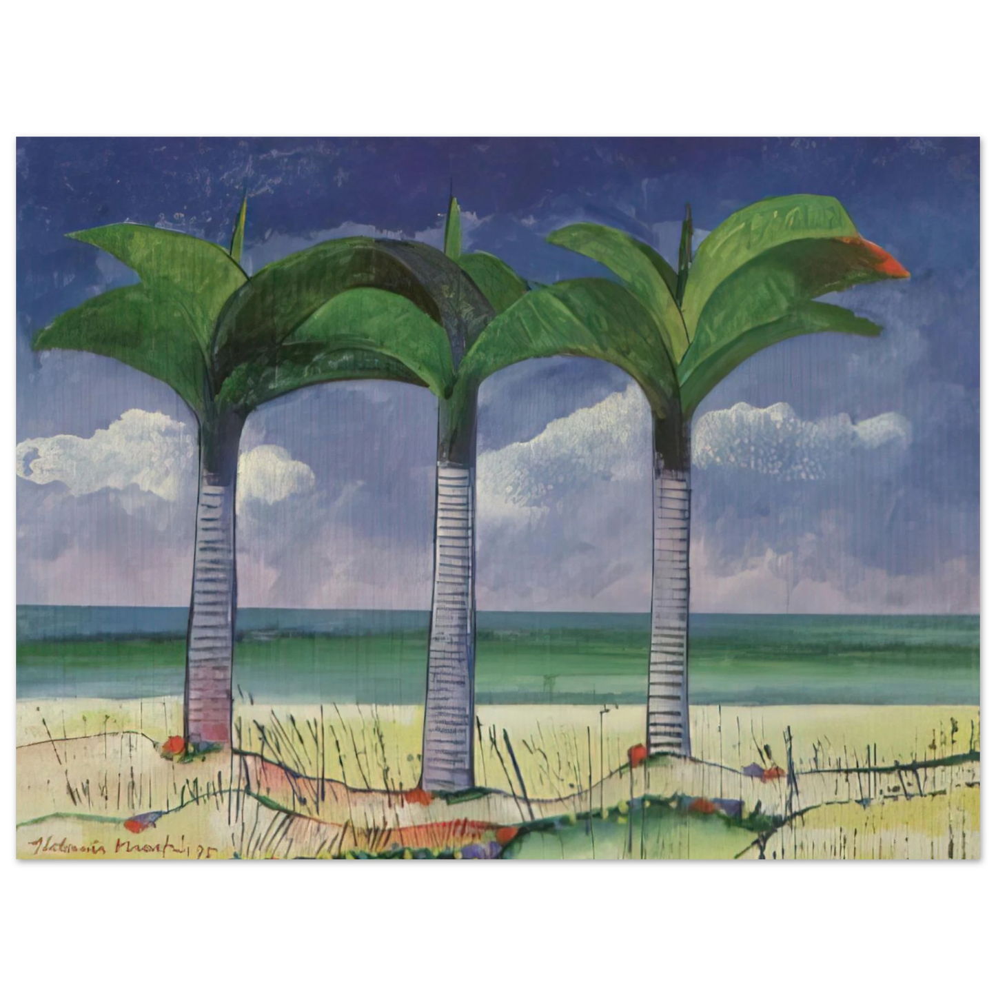 Aldemir Martins - Praia com TrÃªs Coqueiros - 1995  75x100 cm / 30x40inches Fine Art Poster