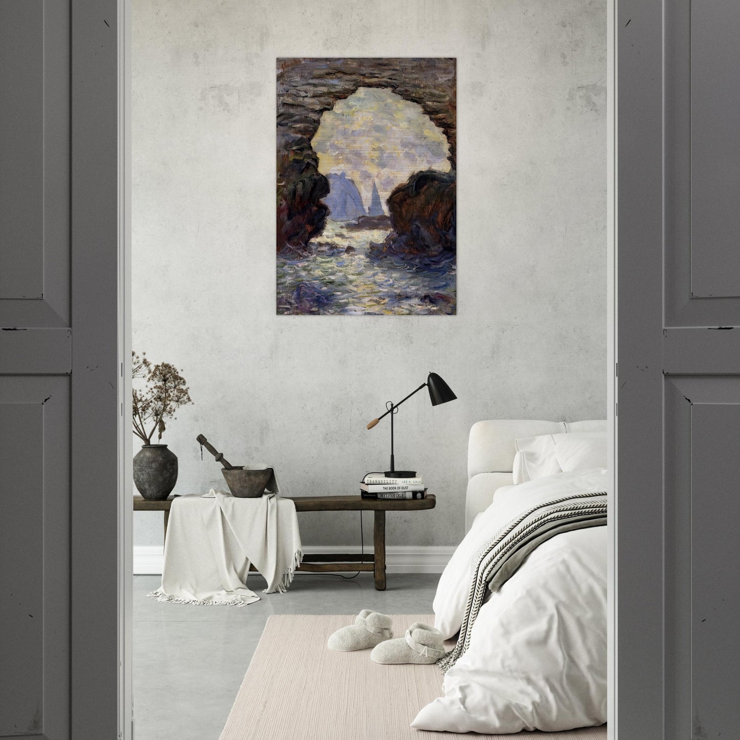 The Rock Needle Seen through the Porte d'Aumont - claude monet Brushed Aluminum Print - 70x100 cm / 28x40 inches | claude monet Aluminum Print | claude monet Prints