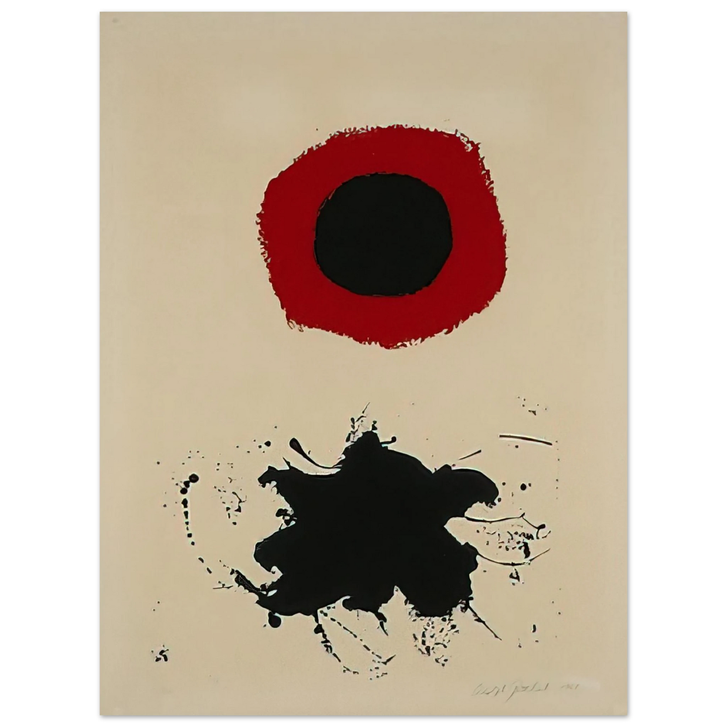 Adolph Gottlieb - White Ground-Red Halo - 1966  75x100 cm / 30x40inches Fine Art Poster