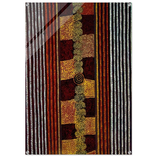 Water Track Dreaming - 1981 - Clifford Possum Tjapaltjarri Acrylic Print - 70x100 cm / 28x40″ inches | Clifford Possum Tjapaltjarri Wall Art | Clifford Possum Tjapaltjarri Prints